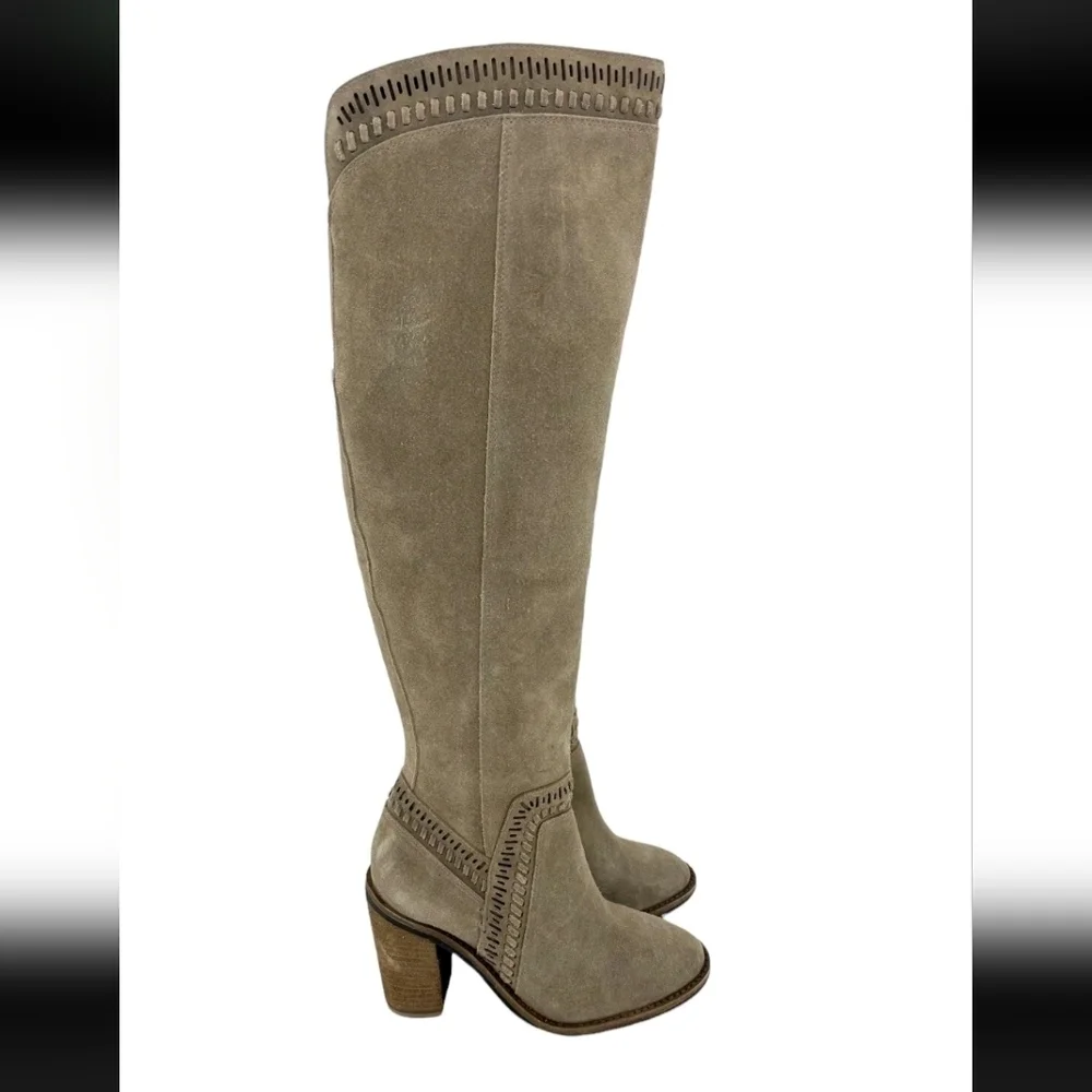 Vince Camuto Madolee Over The Knee Taupe Suede Leather Boots Sz 6